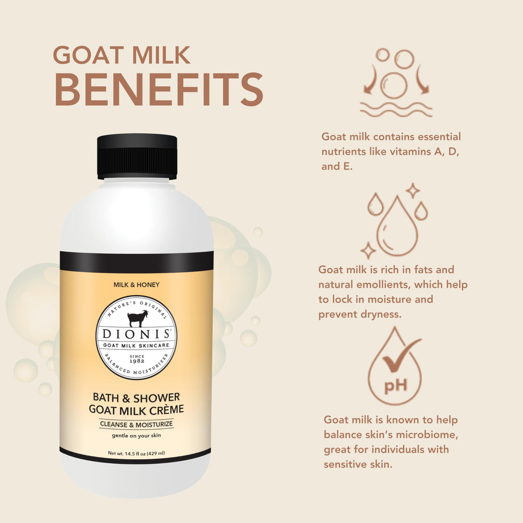 Dionis Goat Milk Bath Soap & Milk & Honey Shower Creme – 14.5oz (Pack of 1)