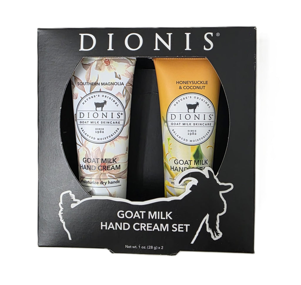 Dionis Goat Milk Hand Cream Set – Southern Magnolia & Honeysuckle Coconut, 1 oz Each, 2-Pack