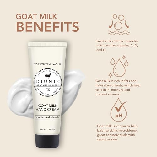 Dionis Goat Milk Hand Cream Vanilla Chai 1oz (Pack of 6) | Hydrating, Non-Greasy