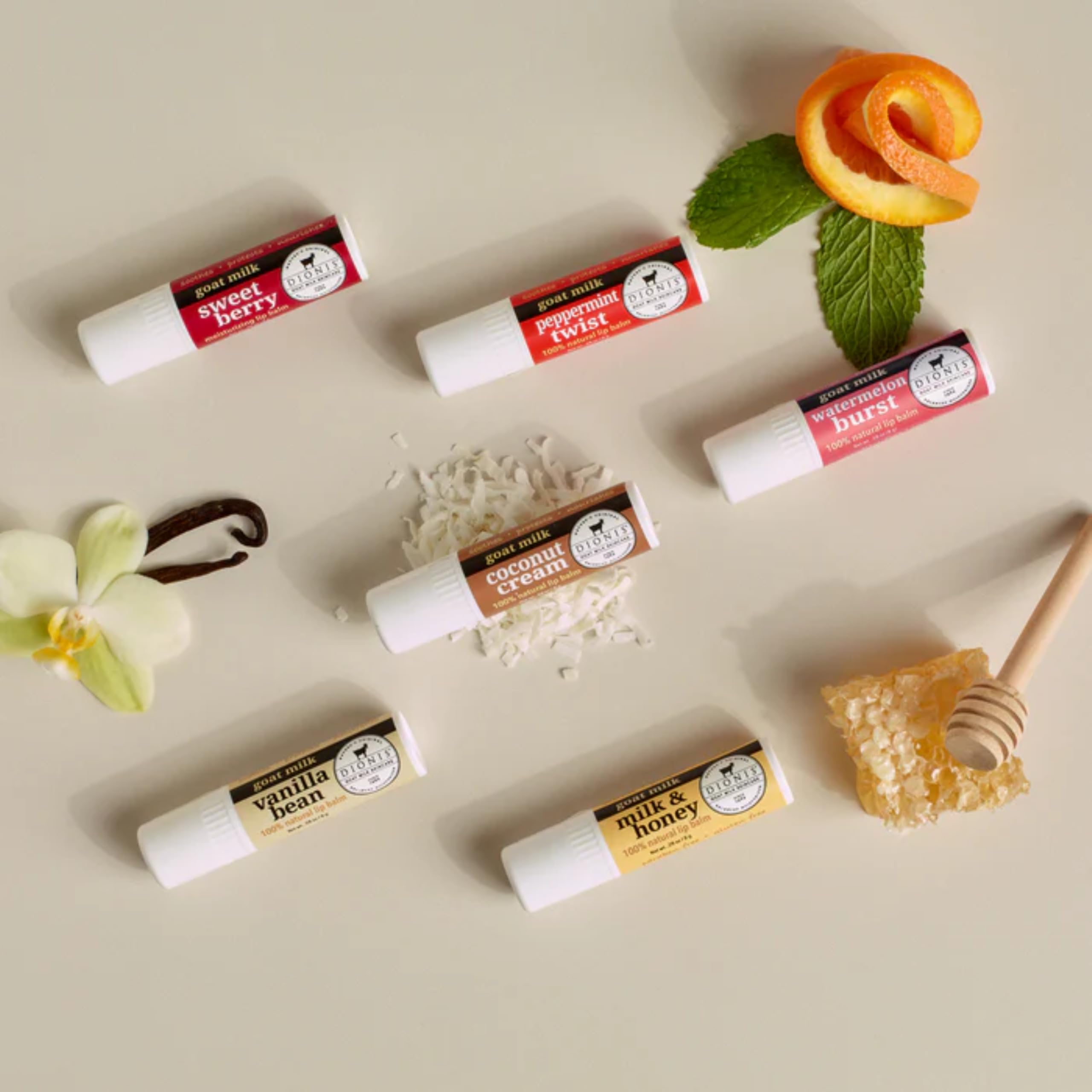 Dionis Goat Milk Lip Balm Candy Box 6-Pack — Gift-Ready Natural Lip Care