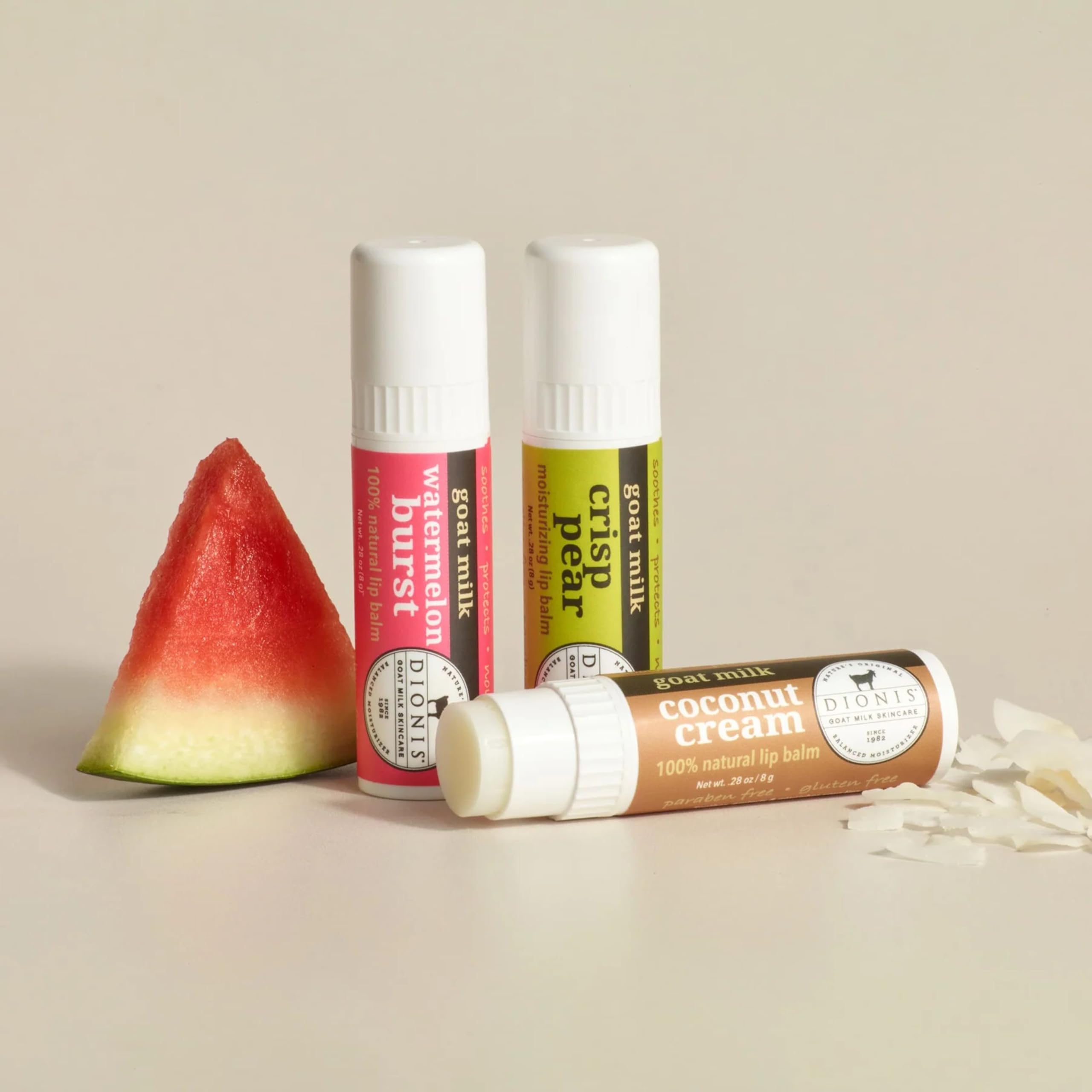 Dionis Goat Milk Lip Balm Fruity & Delicious 0.28 oz Pack of 3