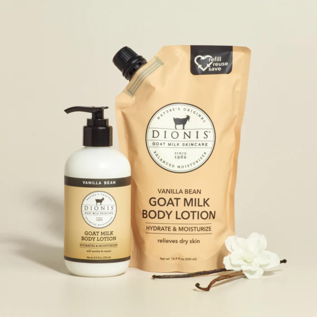 Dionis Goat Milk Skincare Scented Body Lotion Gift Set with Refill Pouch | Vanilla Bean, Dermatologist Tested