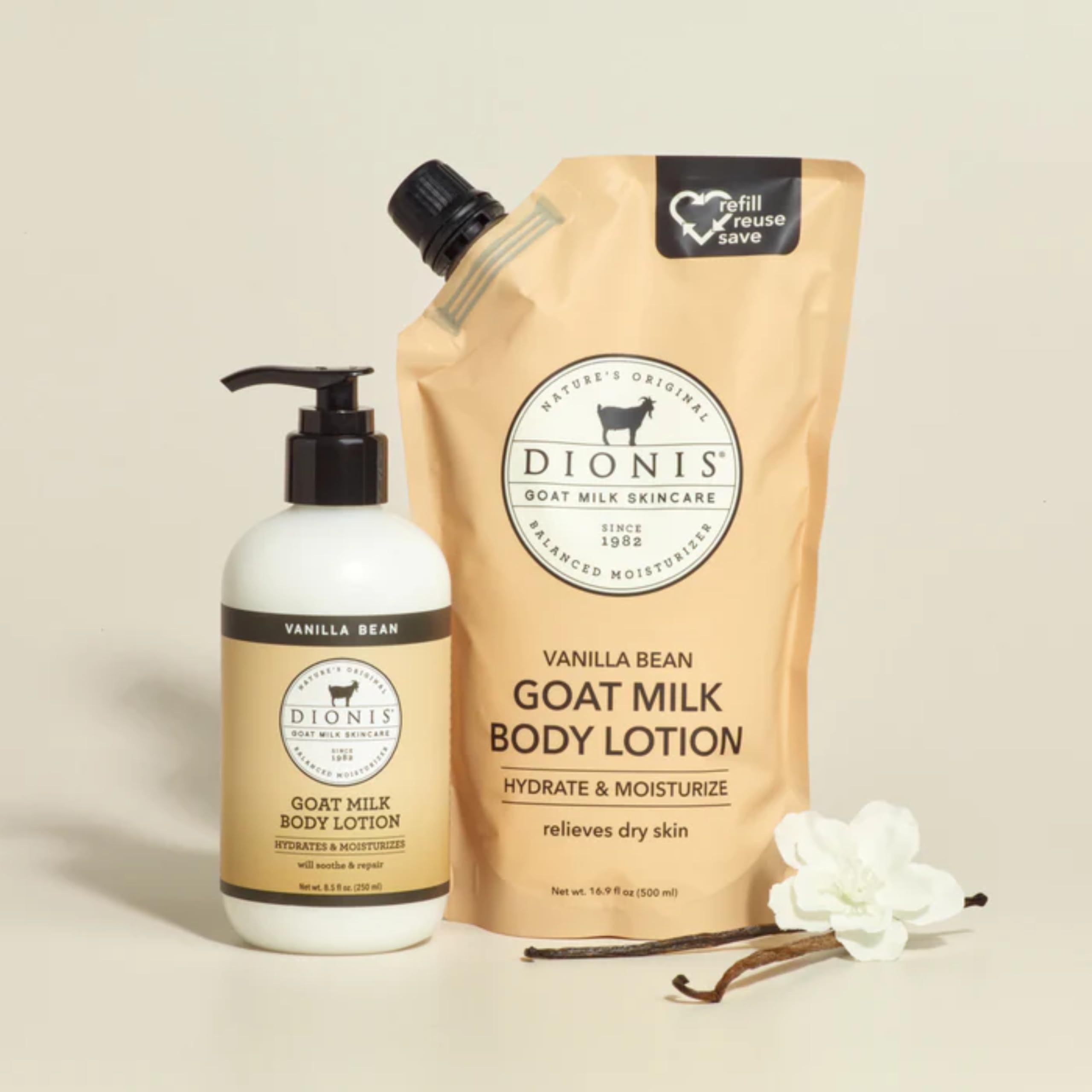 Dionis Goat Milk Skincare Scented Body Lotion Gift Set with Refill Pouch | Vanilla Bean, Dermatologist Tested