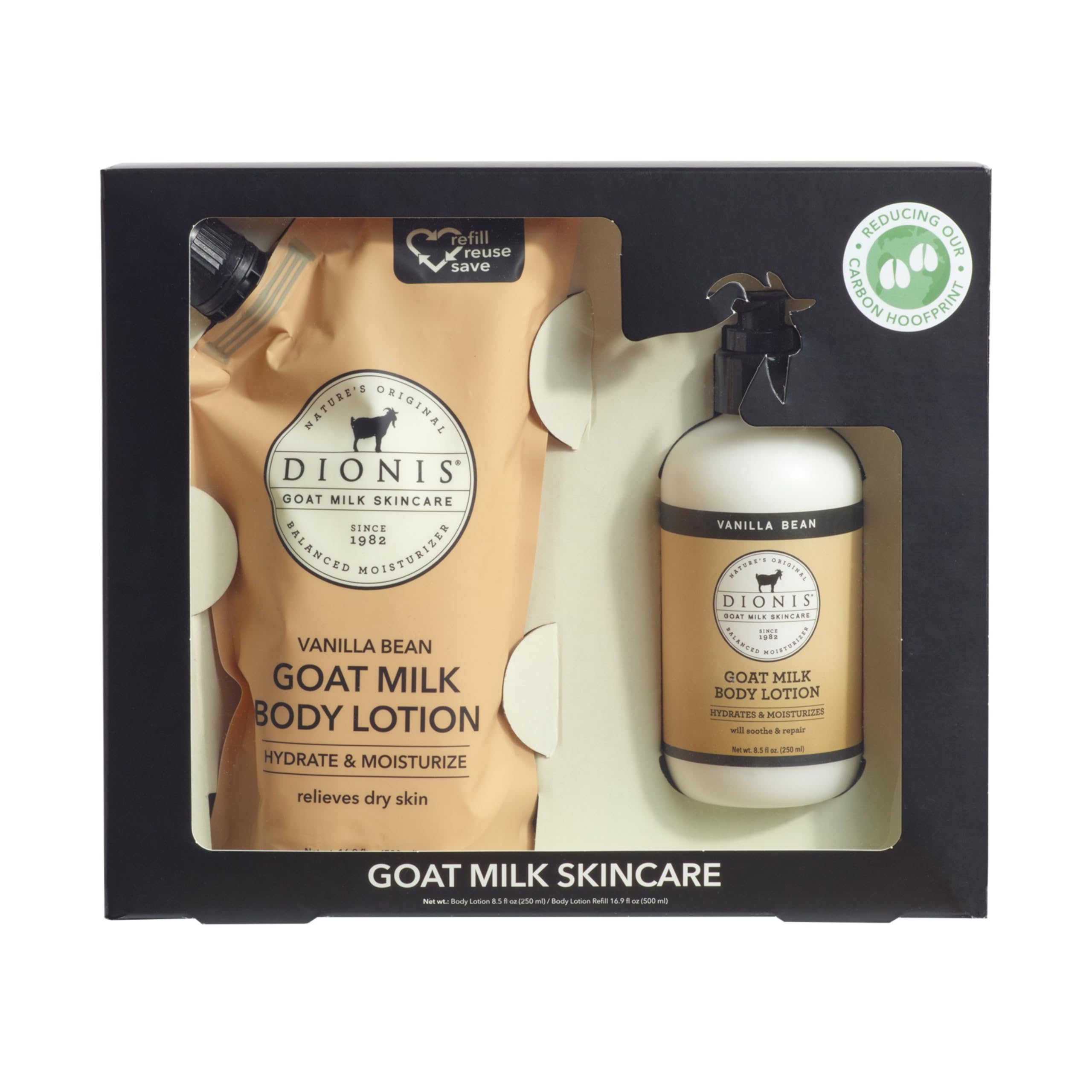 Dionis Goat Milk Skincare Scented Body Lotion Gift Set with Refill Pouch | Vanilla Bean, Dermatologist Tested