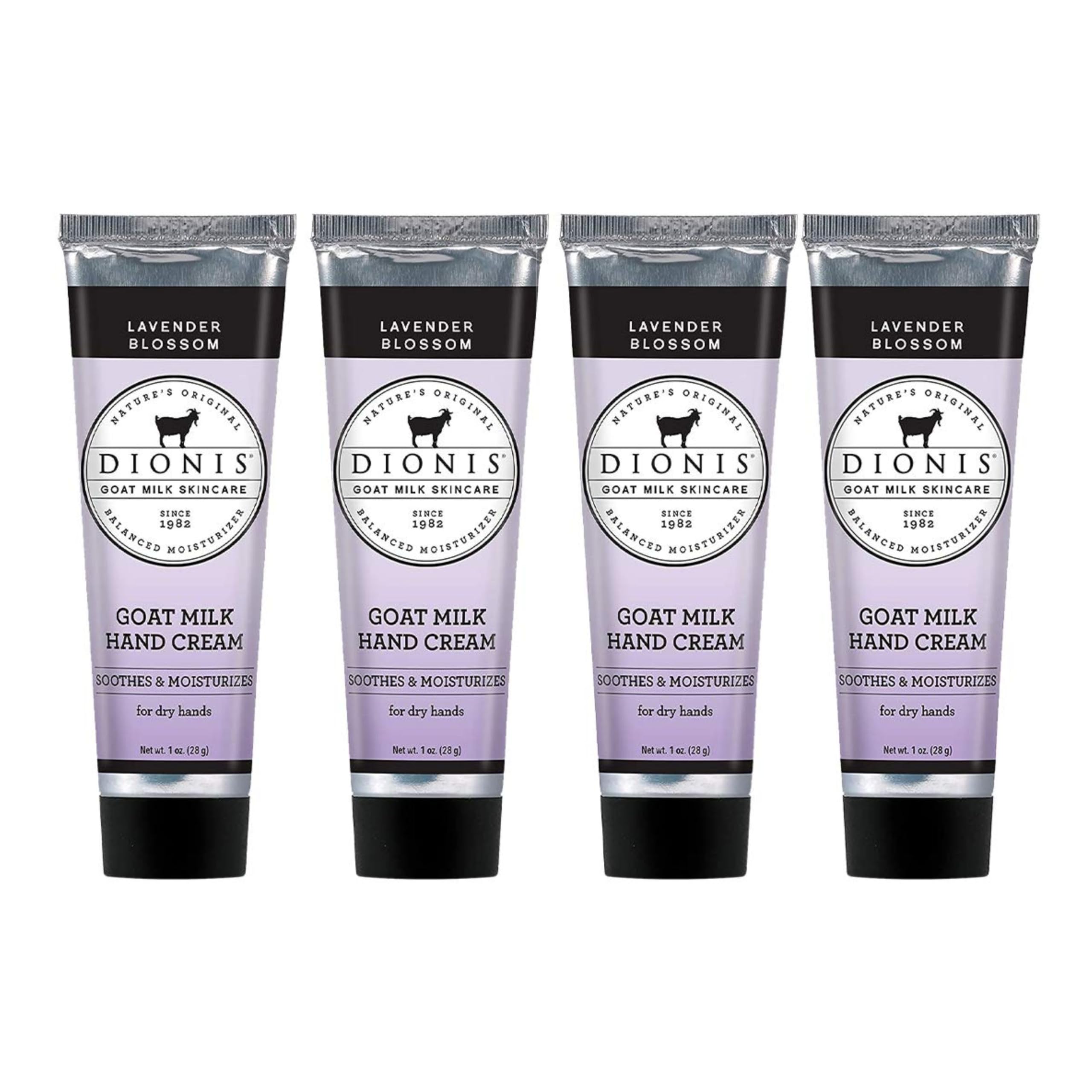 Dionis Goat Milk Hand Cream Set Lavender Blossom – Travel-Size, Cruelty-Free, Paraben-Free, USA Made (4 x 1 oz)