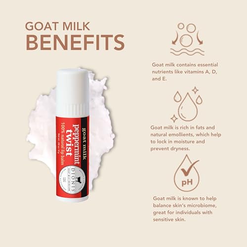Dionis Peppermint Twist Holiday Lip Balm Gift Set — Goat Milk Lip Care, 3-Pack, USA-Made, Cruelty-Free