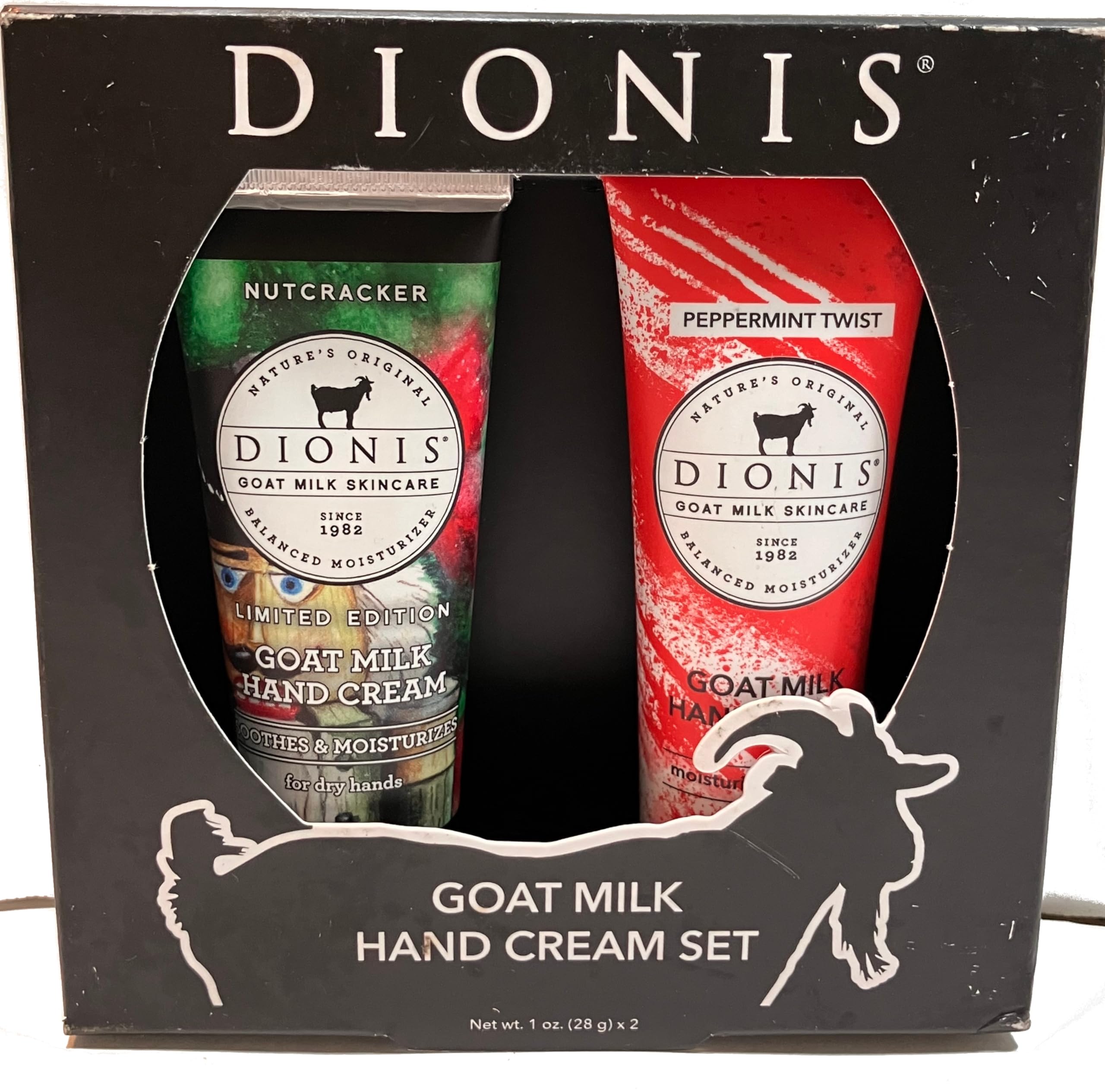 Dionis Goat Milk Hand Cream Duo: Nutcracker & Peppermint Twist 1oz