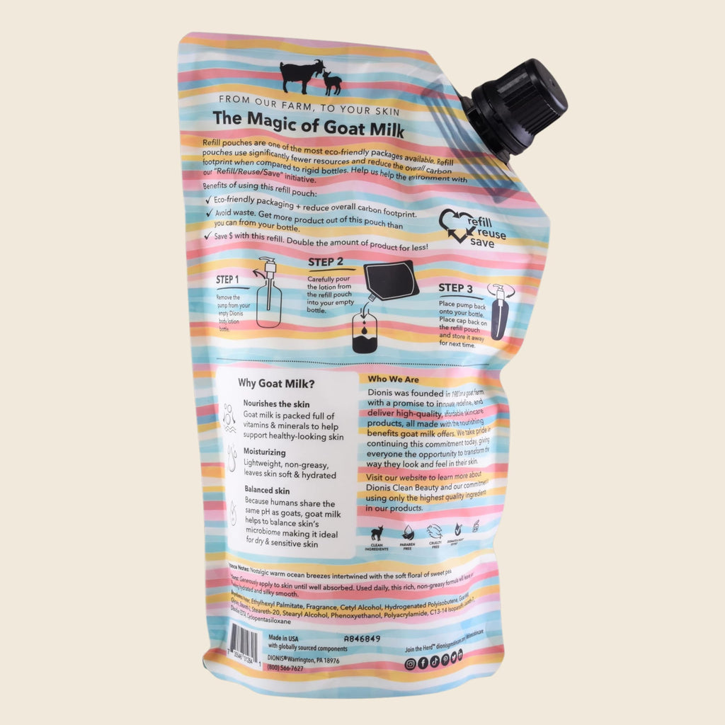 Dionis Sea Treasures Goat Milk Lotion Refill Pouch – Hydrating, Paraben-Free, Cruelty-Free