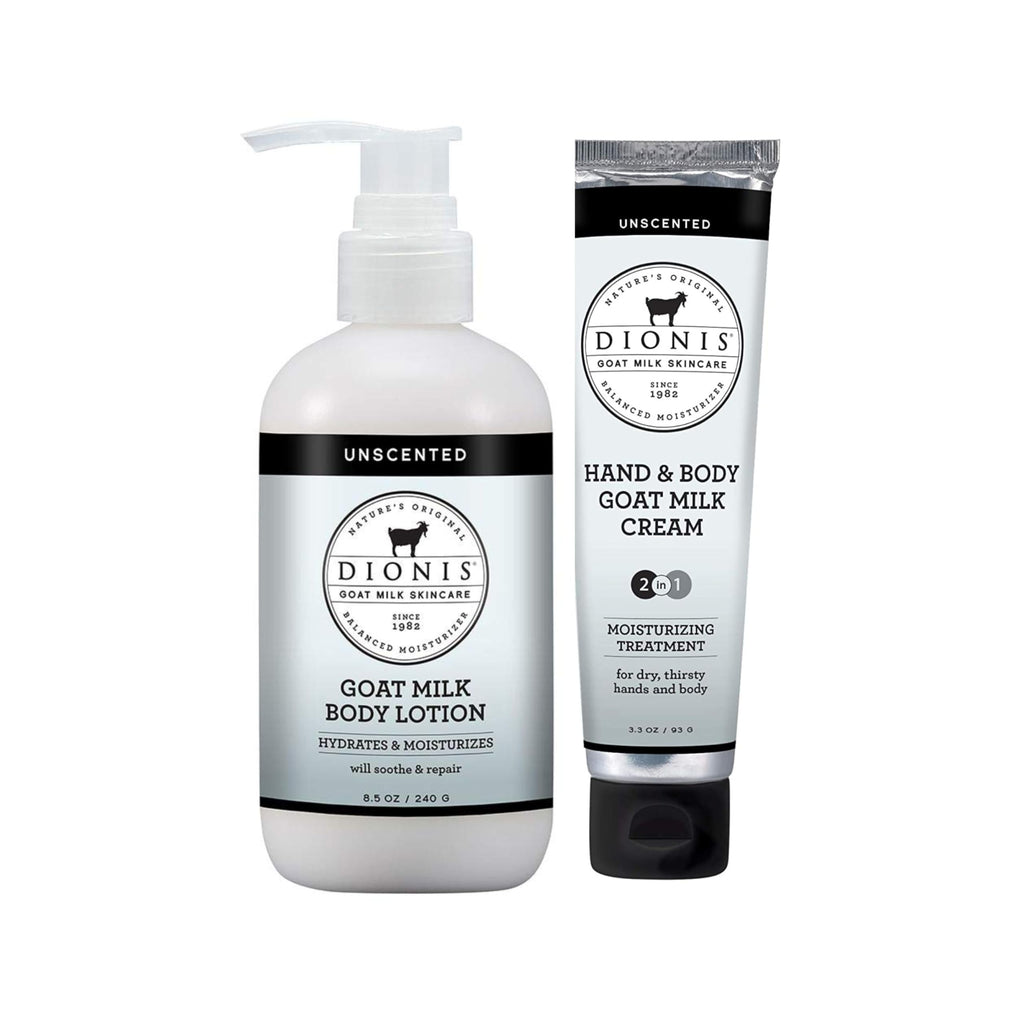 Dionis Unscented Goat Milk Skincare Bundle – Hydrating Lotion + Travel Cream