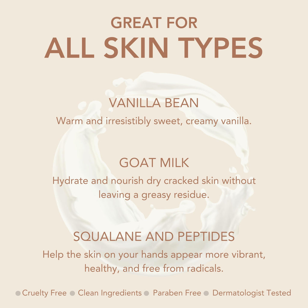 Dionis Youth Boosting Goat Milk Hand Cream 2oz – Peptides & Squalane, Vanilla Bean