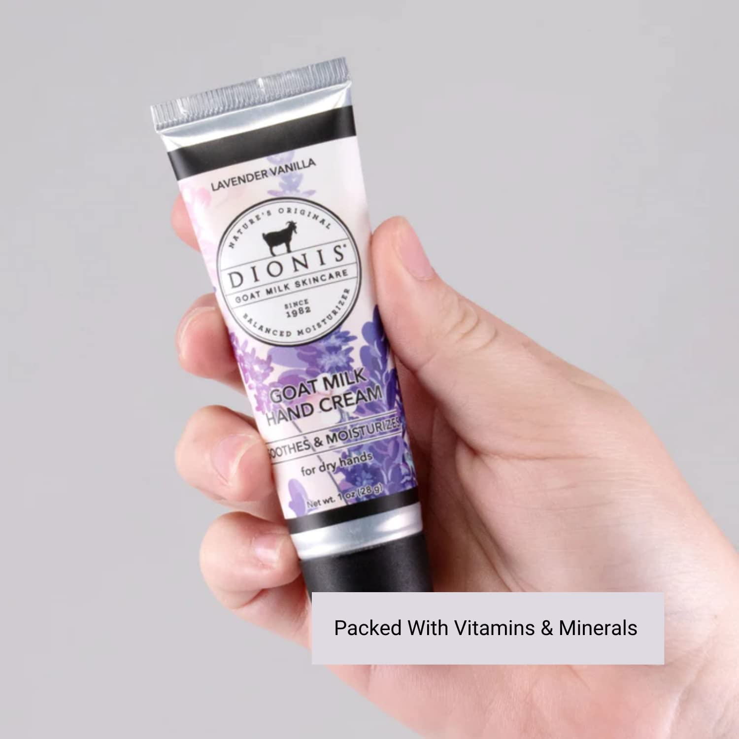 Dionis Goat Milk Hand Cream – Lavender Vanilla, 1 oz | USA Made, Cruelty-Free