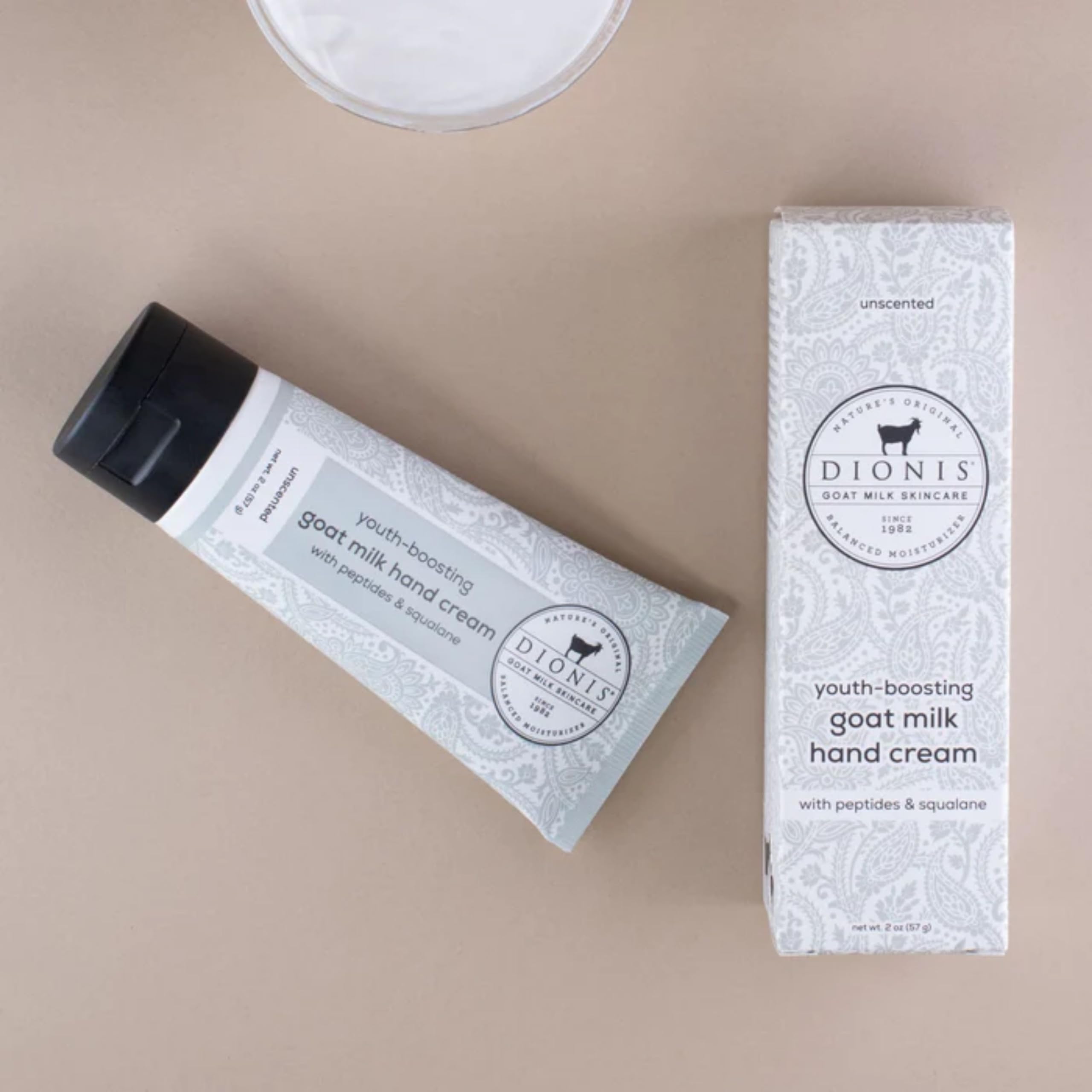 Dionis Youth Boosting Goat Milk Hand Cream 2 oz – Fragrance Free, Peptides & Squalane