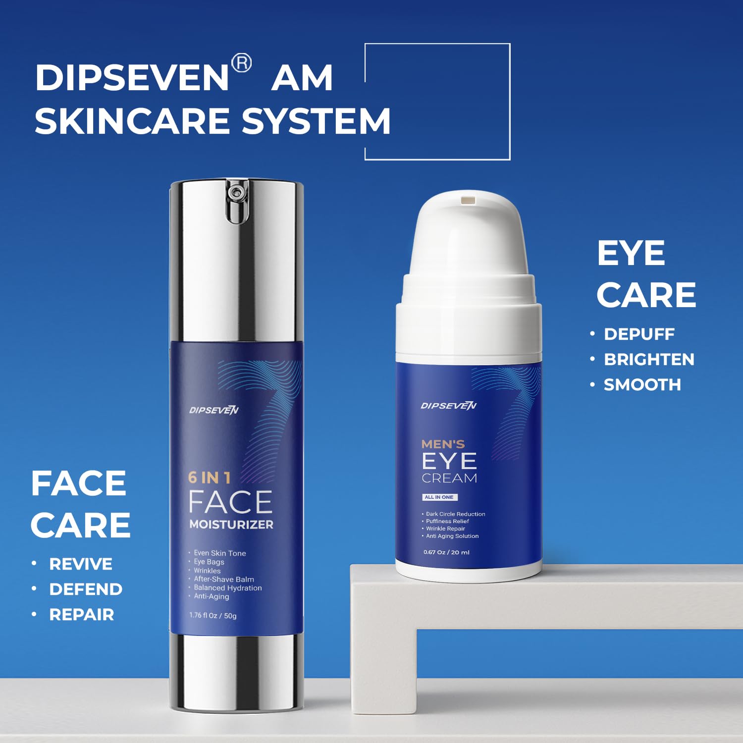 DIPSEVEN 6-in-1 Face Cream for Men – Anti-Aging Moisturizer with Peptides, Hyaluronic Acid & Squalane