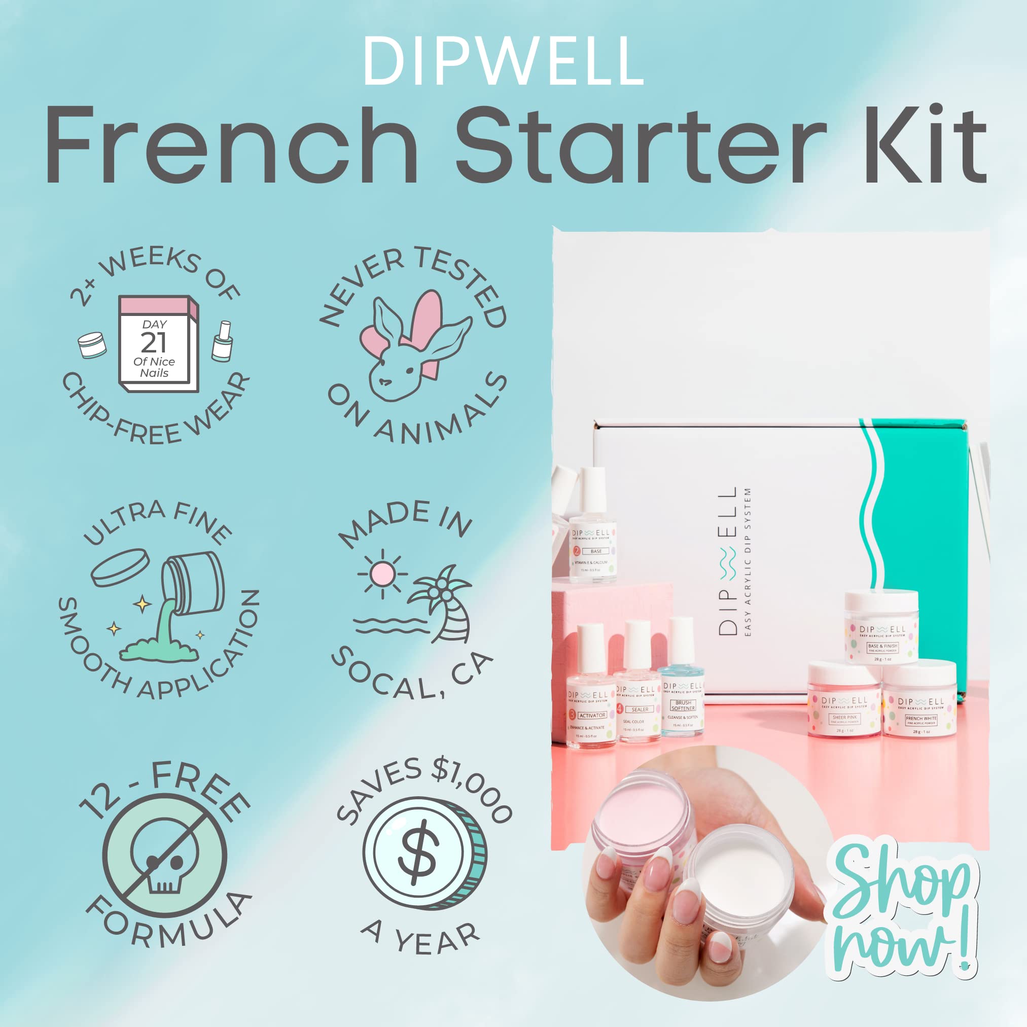 DipWell Dipping Nail Starter Kit – Easy Acrylic Powder & Gel System for French Set