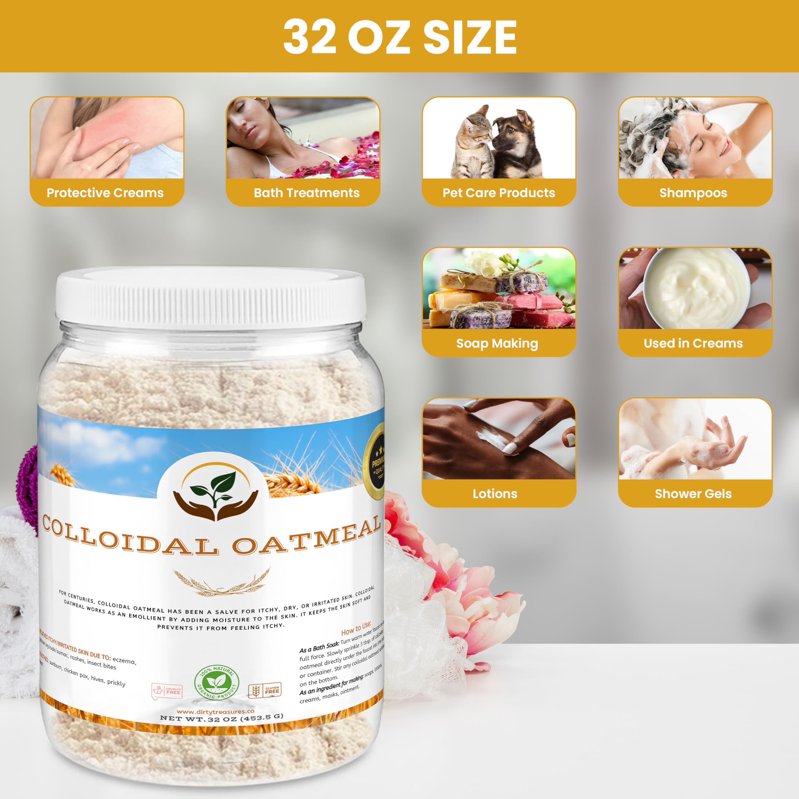 Dirty Treasures Colloidal Oatmeal Bath – Fragrance-Free, Baby-Safe (2 lb)