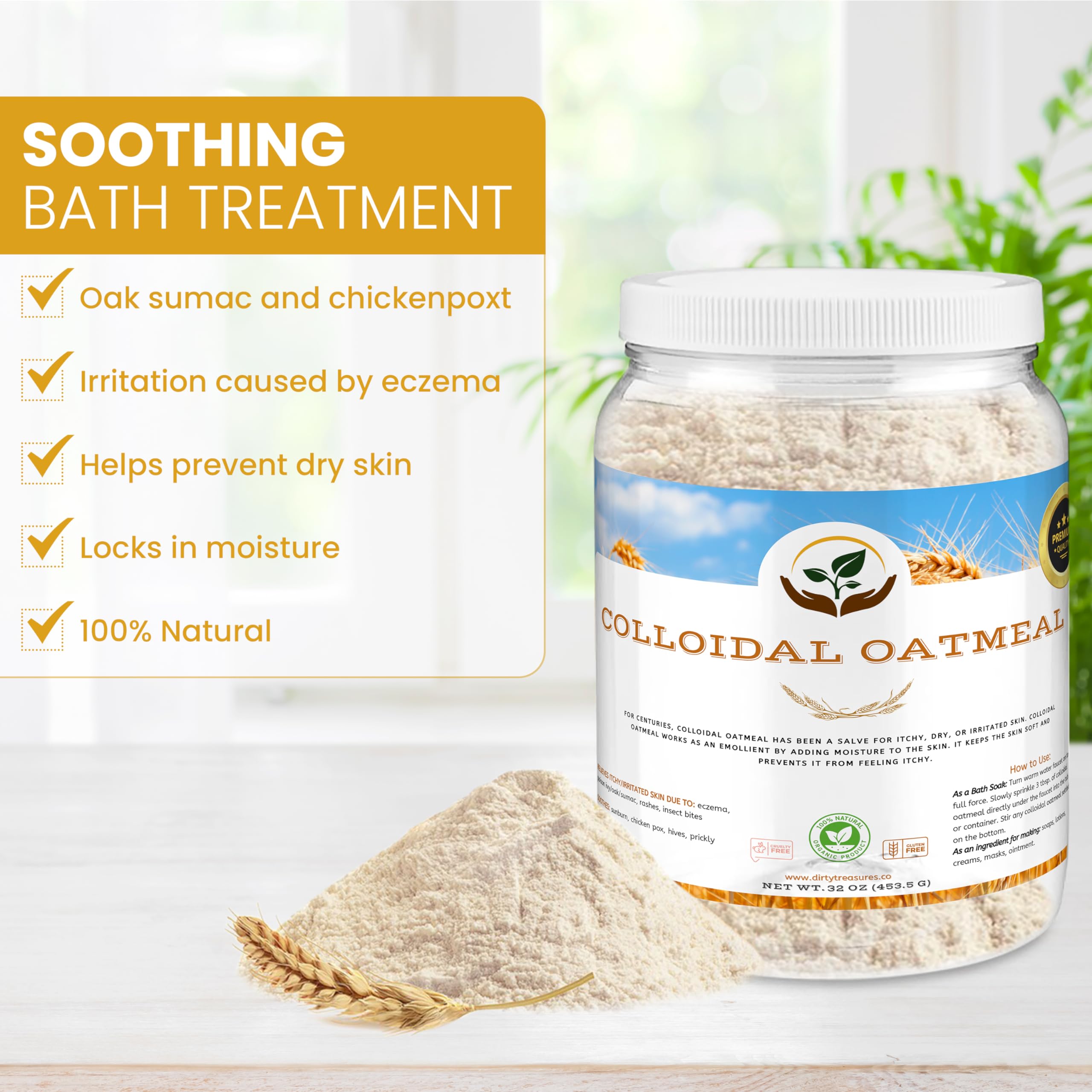 Dirty Treasures Colloidal Oatmeal Bath – Fragrance-Free, Baby-Safe (2 lb)