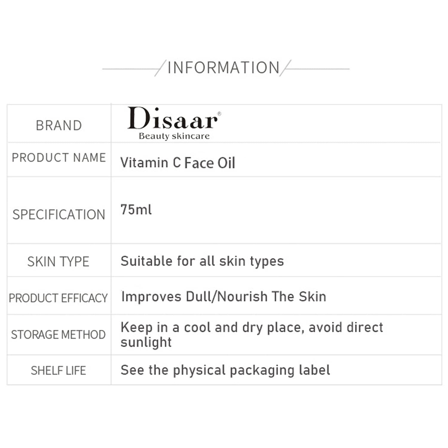 DISAAR Beauty Vitamin C Face Oil with Hyaluronic Acid – 2x75ml Pack