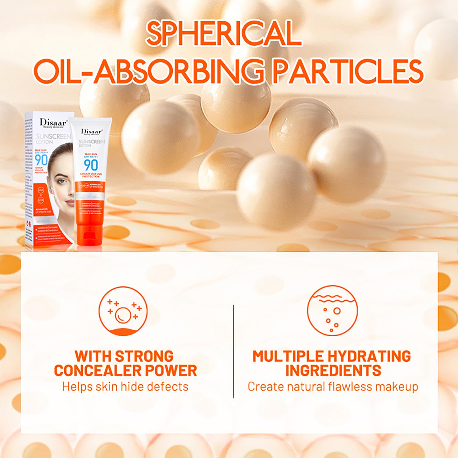 DISAAR Beauty Sunscreen Lotion SPF 90 PA+++ Waterproof Sweatproof 50ml (1.69 fl oz) Pack of 2