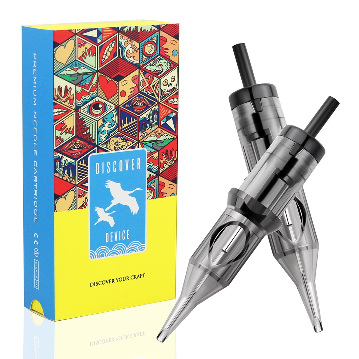 DISCOVER DEVICE 20pcs Tattoo Needle Cartridges 1207RL Round Liner with Safety Membrane