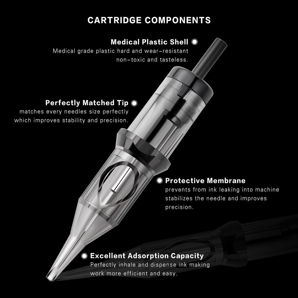 DISCOVER DEVICE 20pcs Tattoo Needle Cartridges 1207RL Round Liner with Safety Membrane