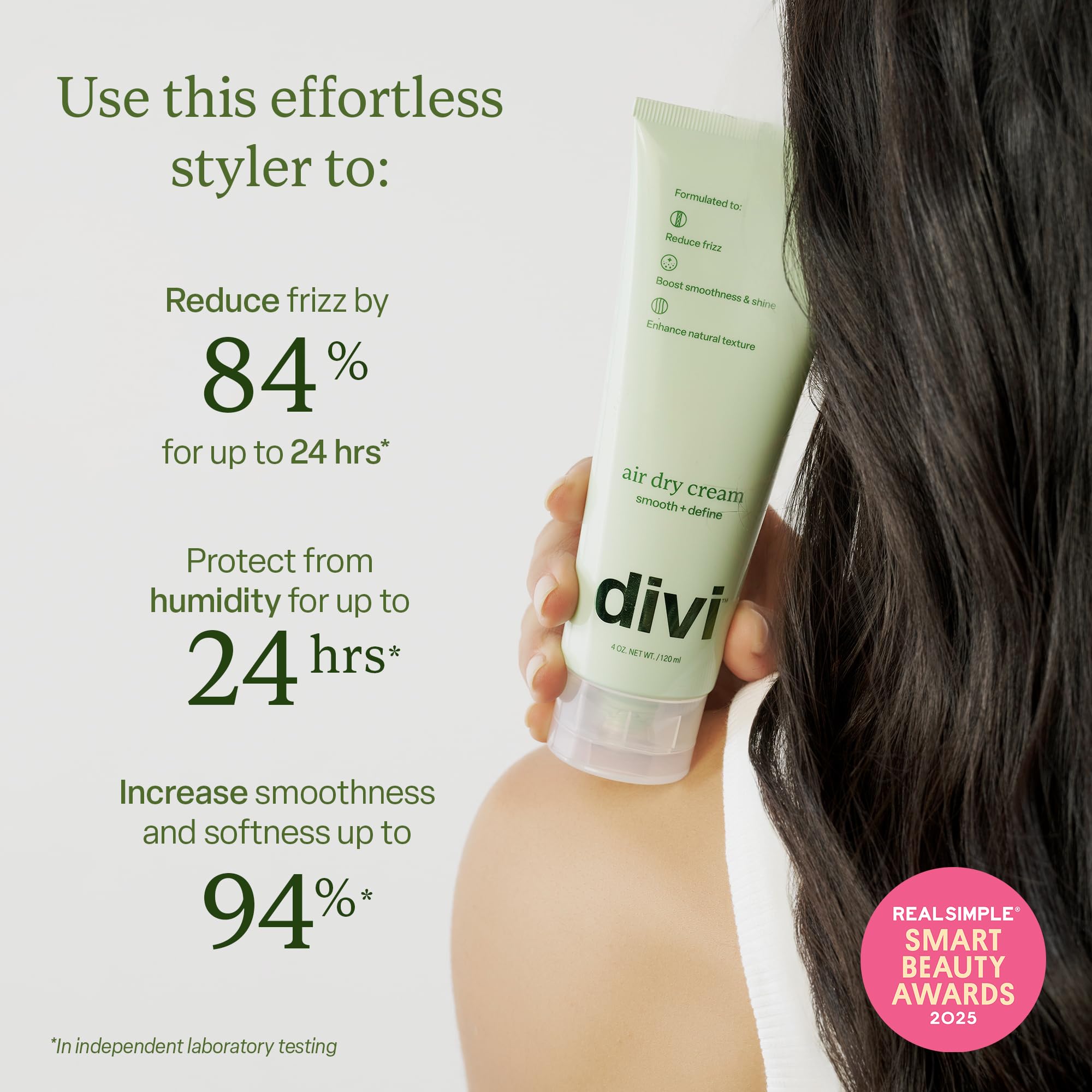 Divi Air Dry Styling Cream for Curly, Wavy & Frizzy Hair | Frizz Control, Definition & 24-Hour Softness | 4 oz