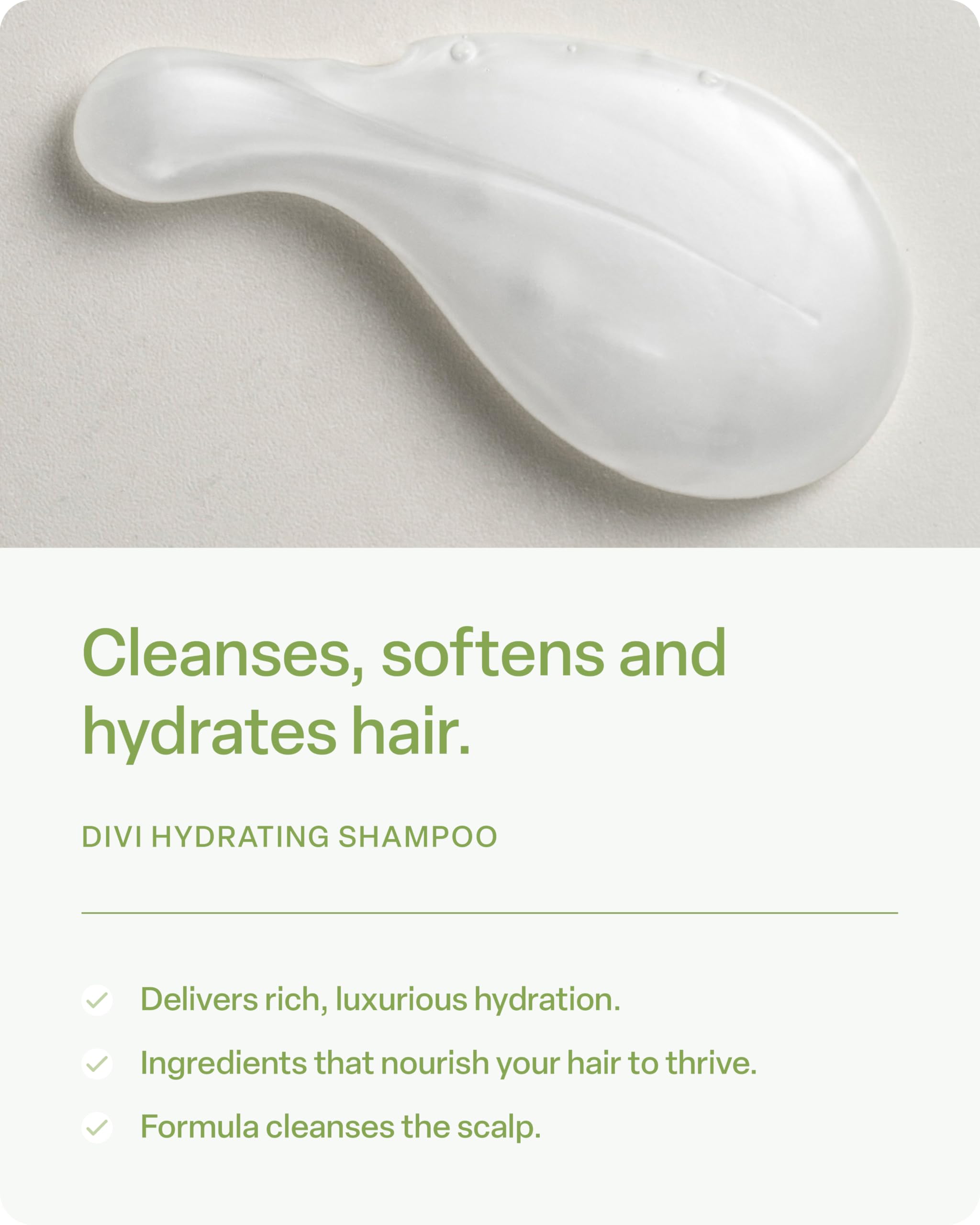 Divi Hydrating Shampoo – Gentle Cleanse, Hydration & Strength for All Hair Types | 12 oz | Vegan & Cruelty-Free