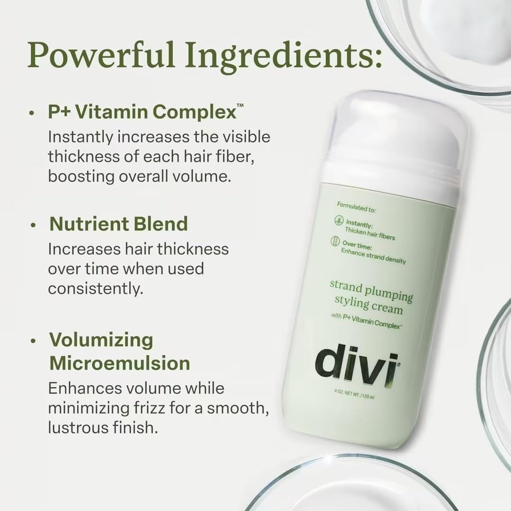 Divi Strand Styling Cream – Hair Thickening for Fine Hair, Volumizing & Frizz Control