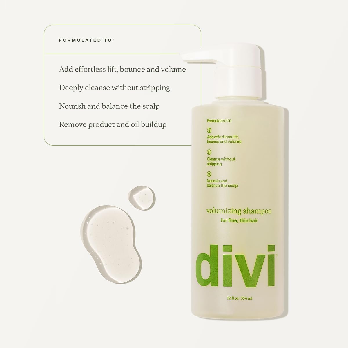 Divi Volumizing Shampoo for Fine Hair | Lightweight, Color-Safe & Nourishing, 12 oz