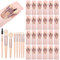 DIVINA VITAE 24Sets Travel Makeup Brush Set – Portable Pink Mini Brushes