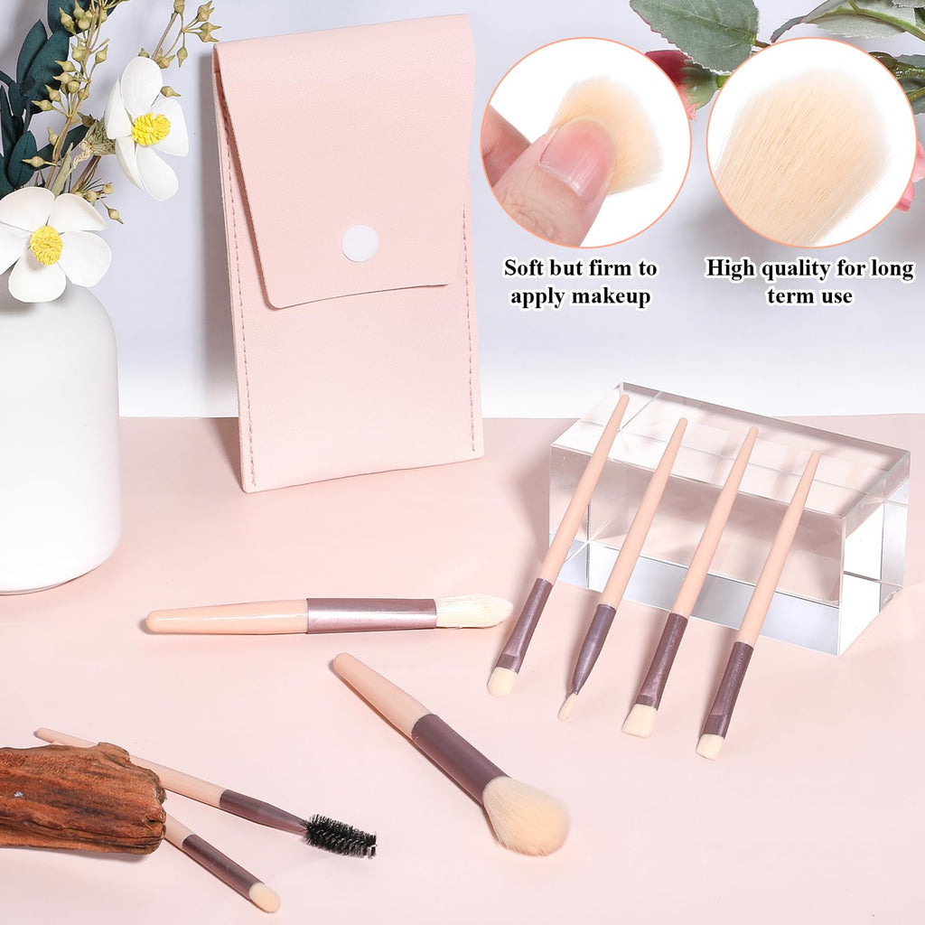 DIVINA VITAE 24Sets Travel Makeup Brush Set – Portable Pink Mini Brushes