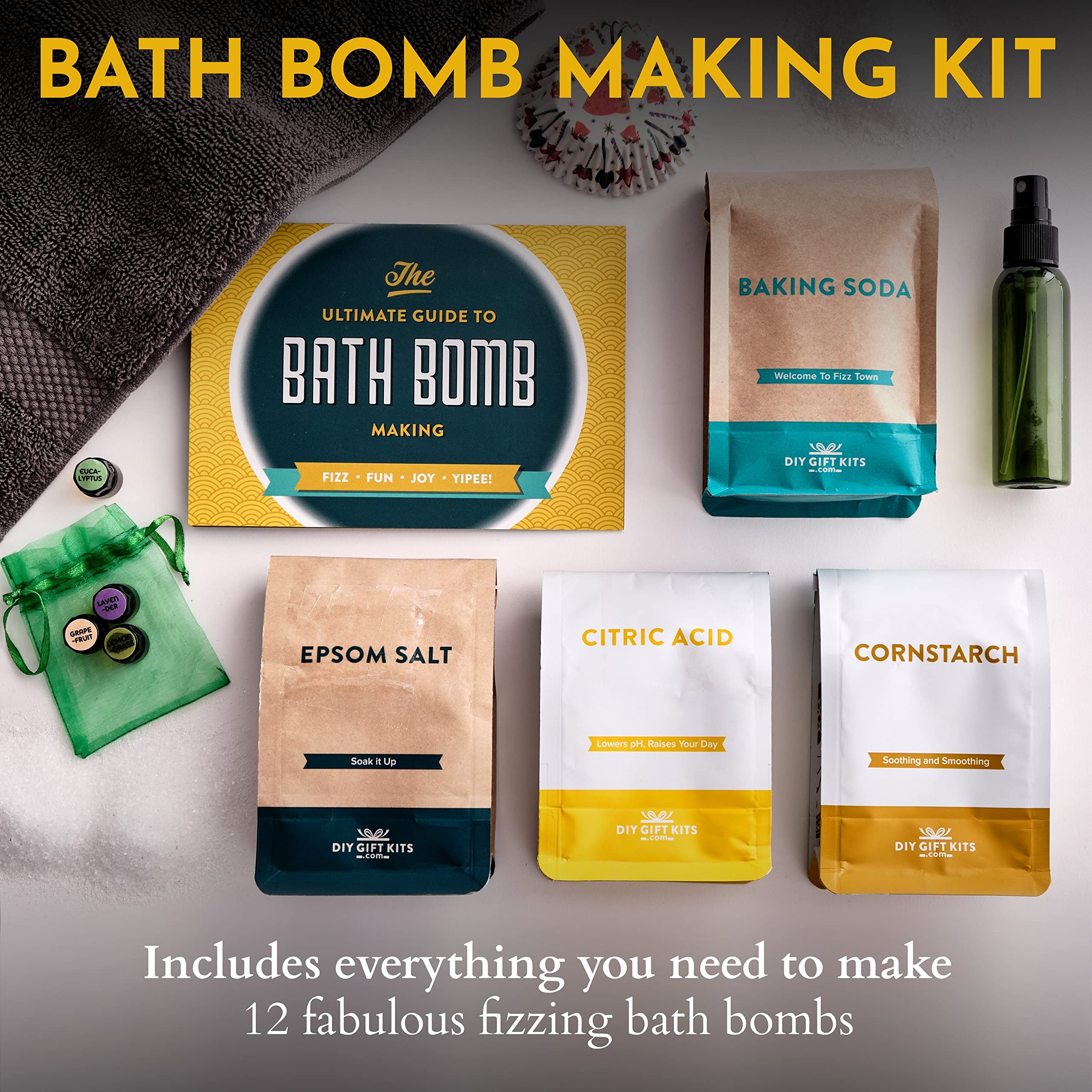 DIY Gift Kits Bath Bomb Making Kit — 12 All-Natural Bombs, Made in USA