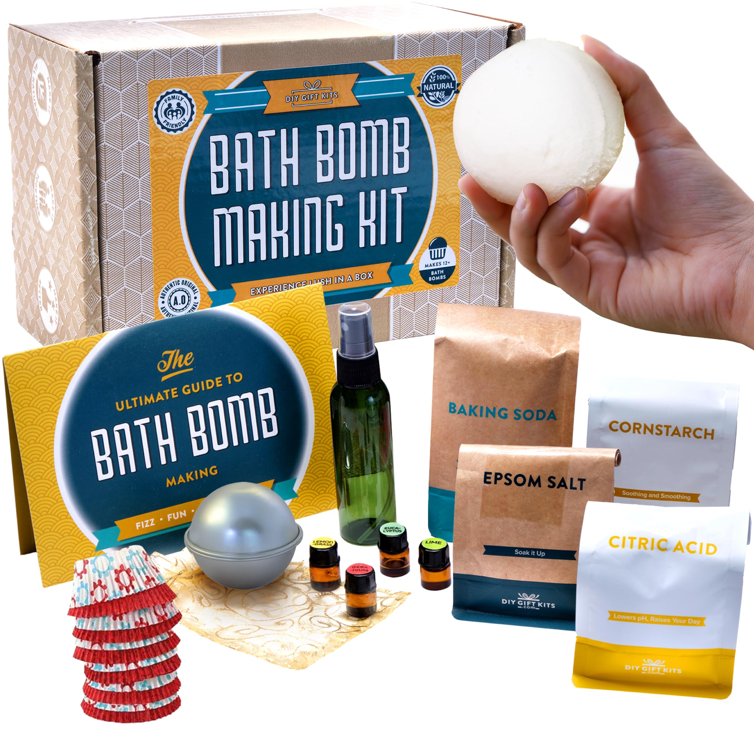 DIY Gift Kits Bath Bomb Making Kit — 12 All-Natural Bombs, Made in USA