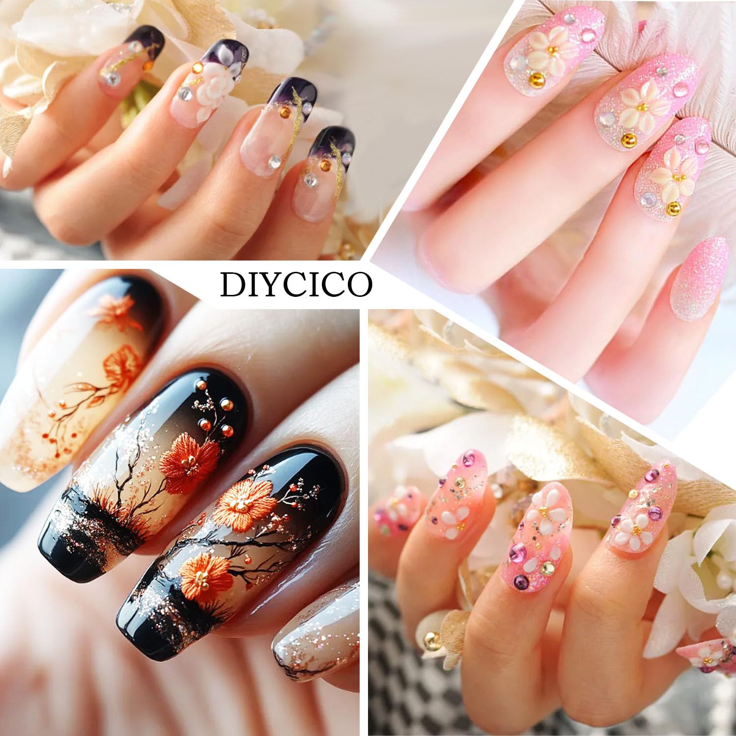 DIYCICO Nail Art Tools 24Pcs Set – 2 Nail Stands, Brushes, Palette & Dotting Pens