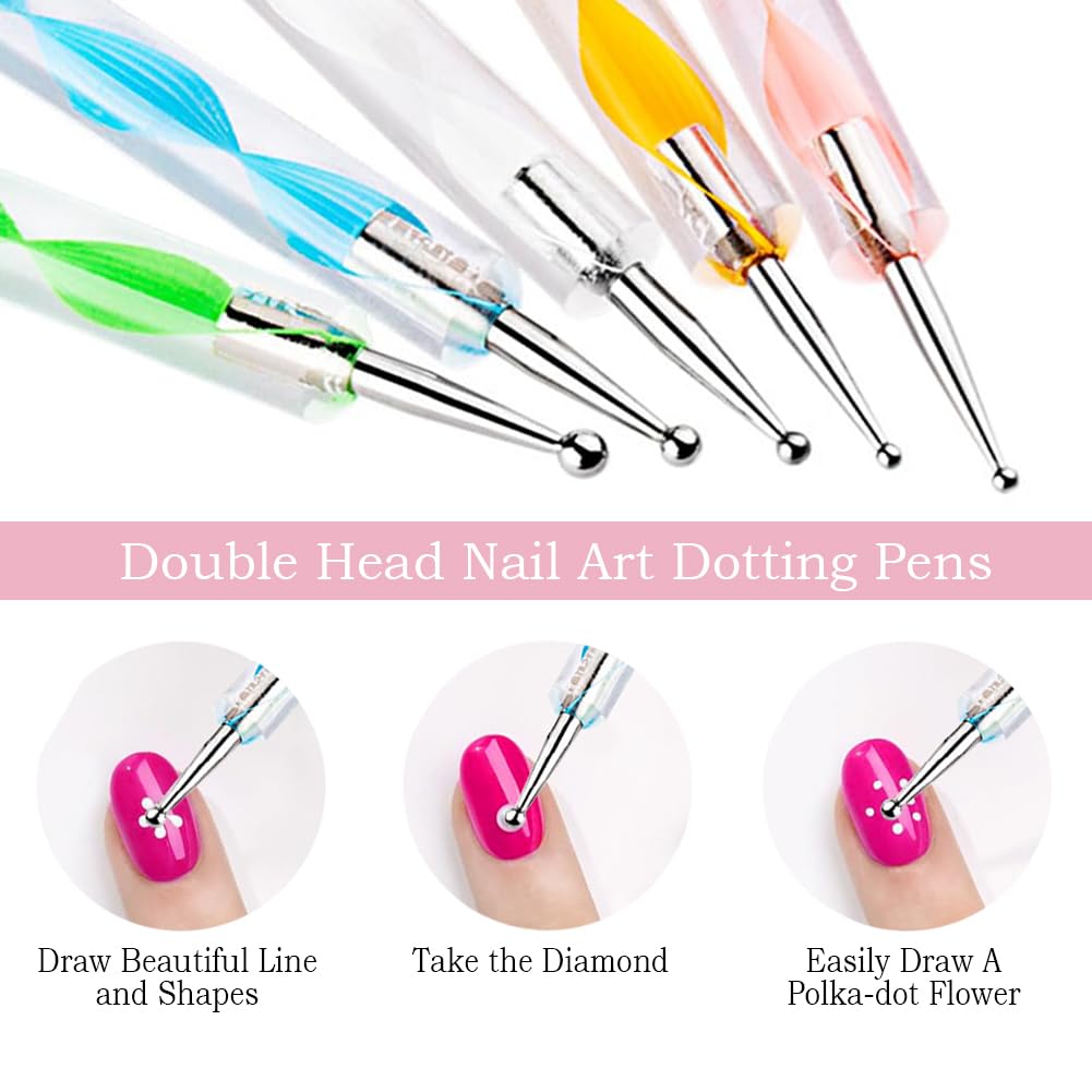 DIYCICO Nail Art Tools 24Pcs Set – 2 Nail Stands, Brushes, Palette & Dotting Pens