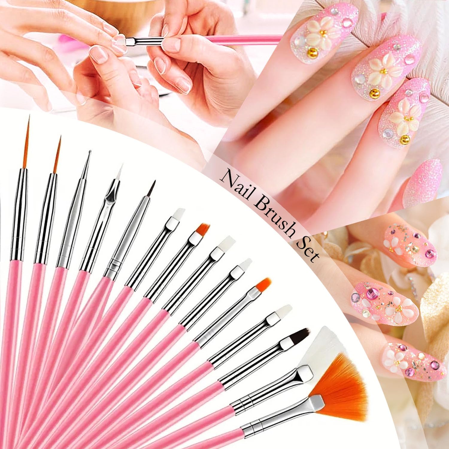 DIYCICO Nail Art Tools 24Pcs Set – 2 Nail Stands, Brushes, Palette & Dotting Pens