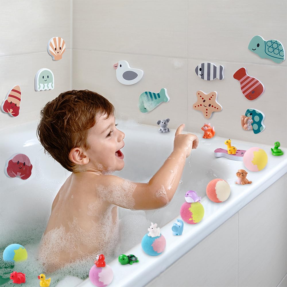 DIYDEC 20pcs Bath Bombs with Surprise Inside — Mini Resin Animals Gift Set
