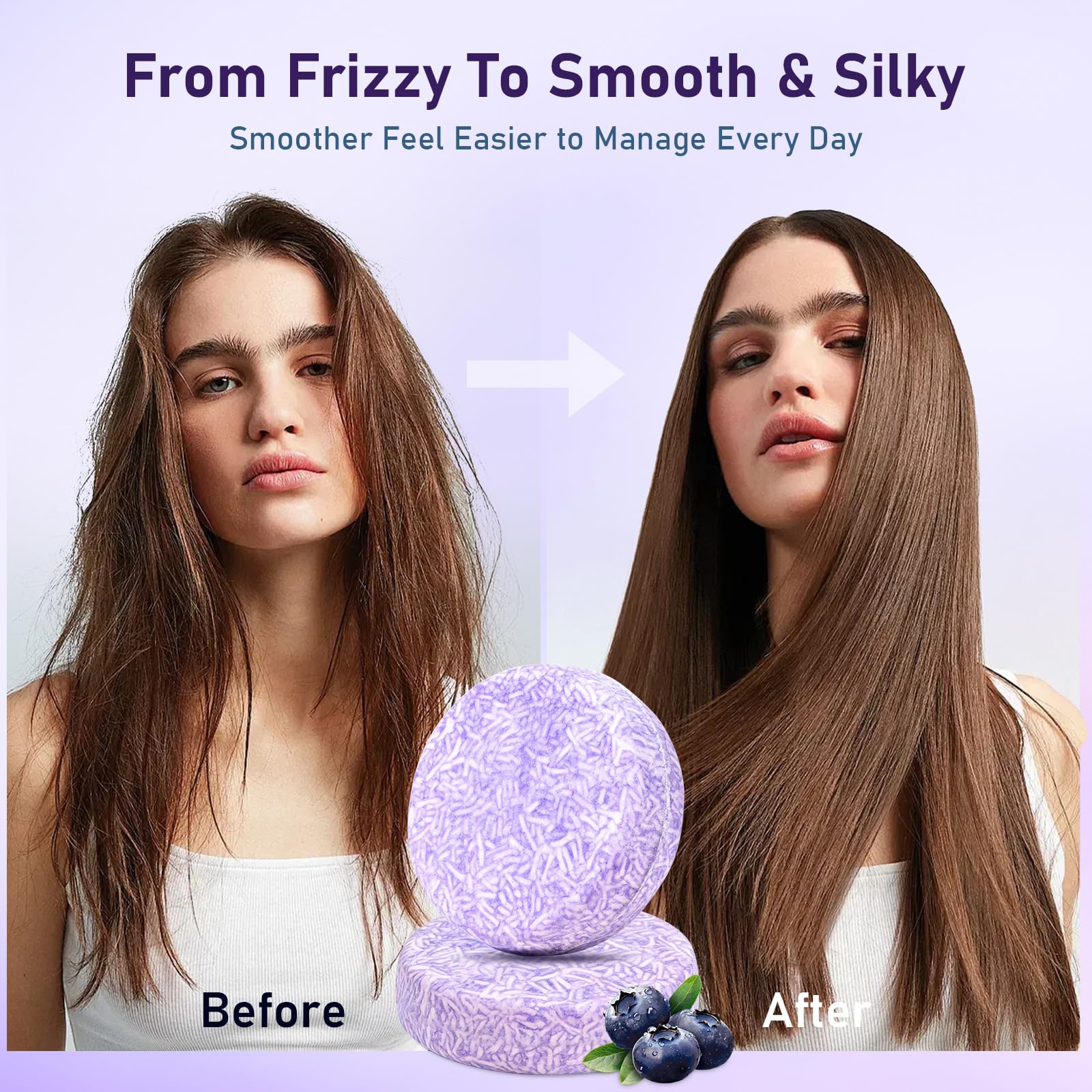 dkwouzxsp Blueberry Shampoo Bar 2-in-1 for Mature Hair | 2-Pack Solid Hair Care