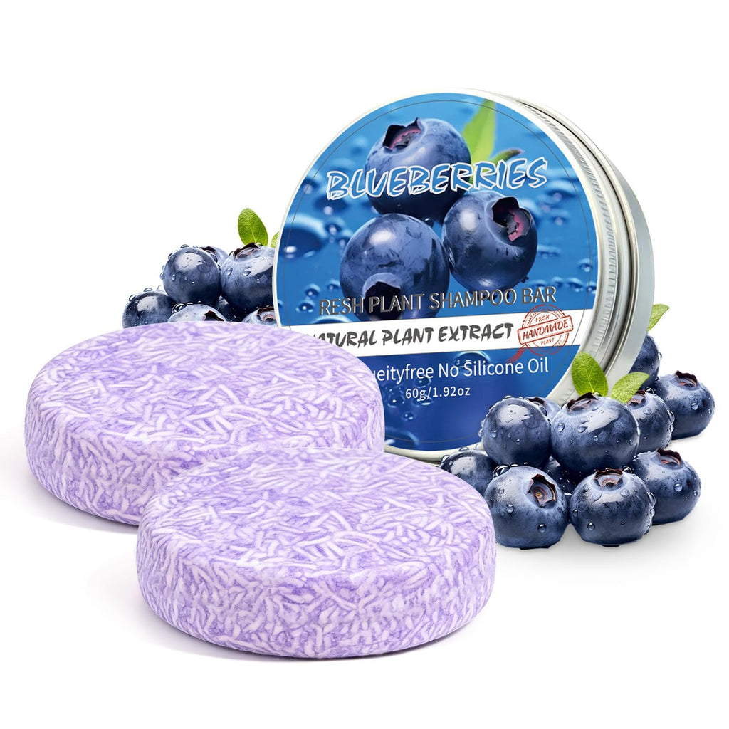 dkwouzxsp Blueberry Shampoo Bar 2-in-1 for Mature Hair | 2-Pack Solid Hair Care