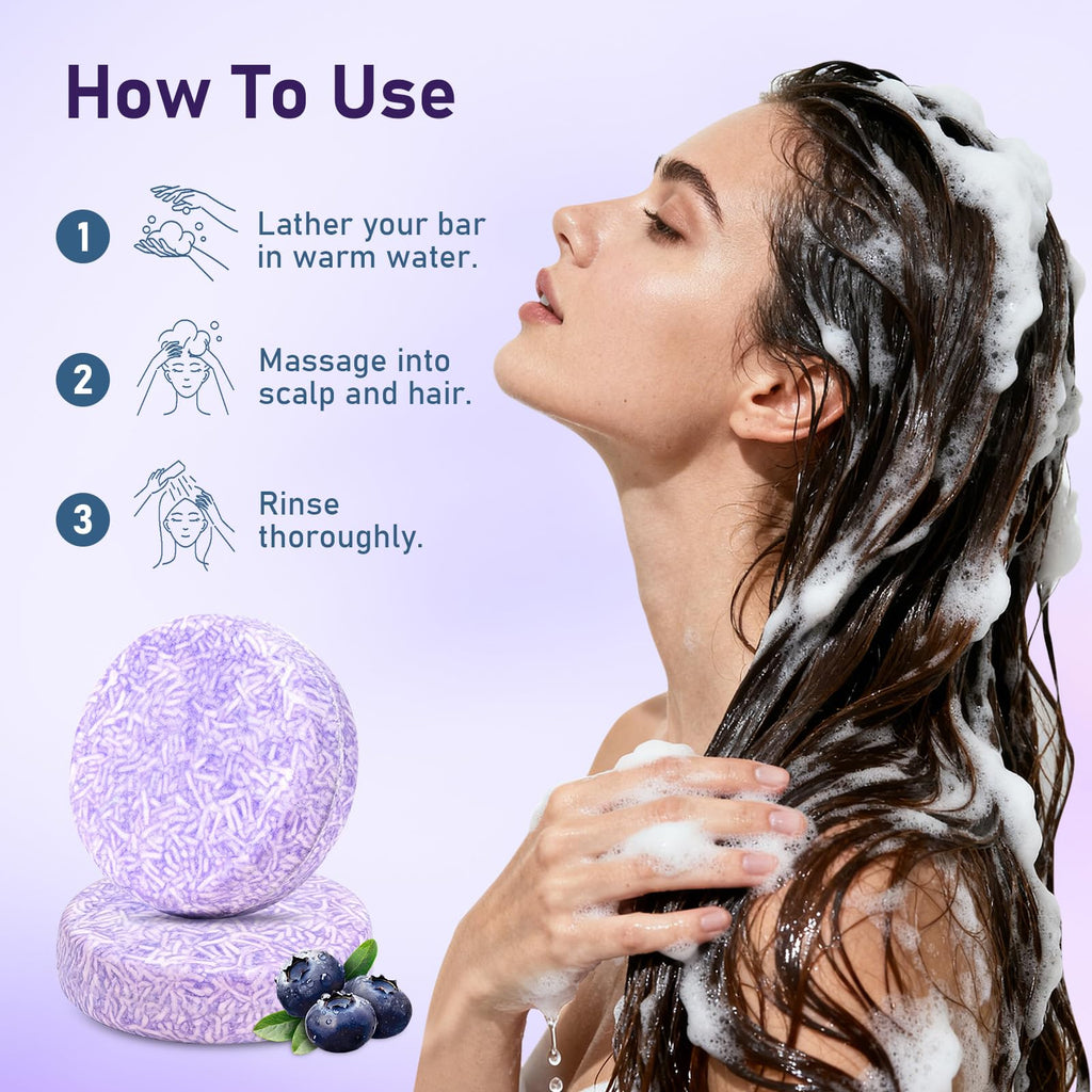 dkwouzxsp Blueberry Shampoo Bar 2-in-1 for Mature Hair | 2-Pack Solid Hair Care