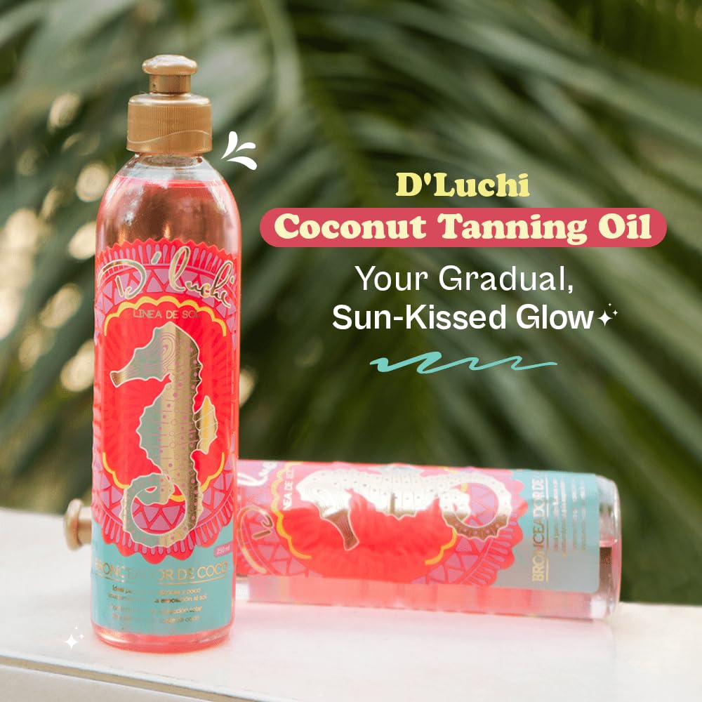 D'Luchi Tanning Oil with Coconut Oil, Collagen & Vitamin E – SPF 4, Moisturizing, Hypoallergenic 8.45 oz