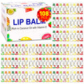 DMSKY 108-Pack Lip Balm – 12 Flavors with Vitamin E & Coconut Oil