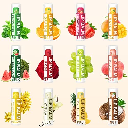 DMSKY Lip Balm Bulk Pack — 120-Count, 12 Flavors, Vitamin E & Coconut Oil