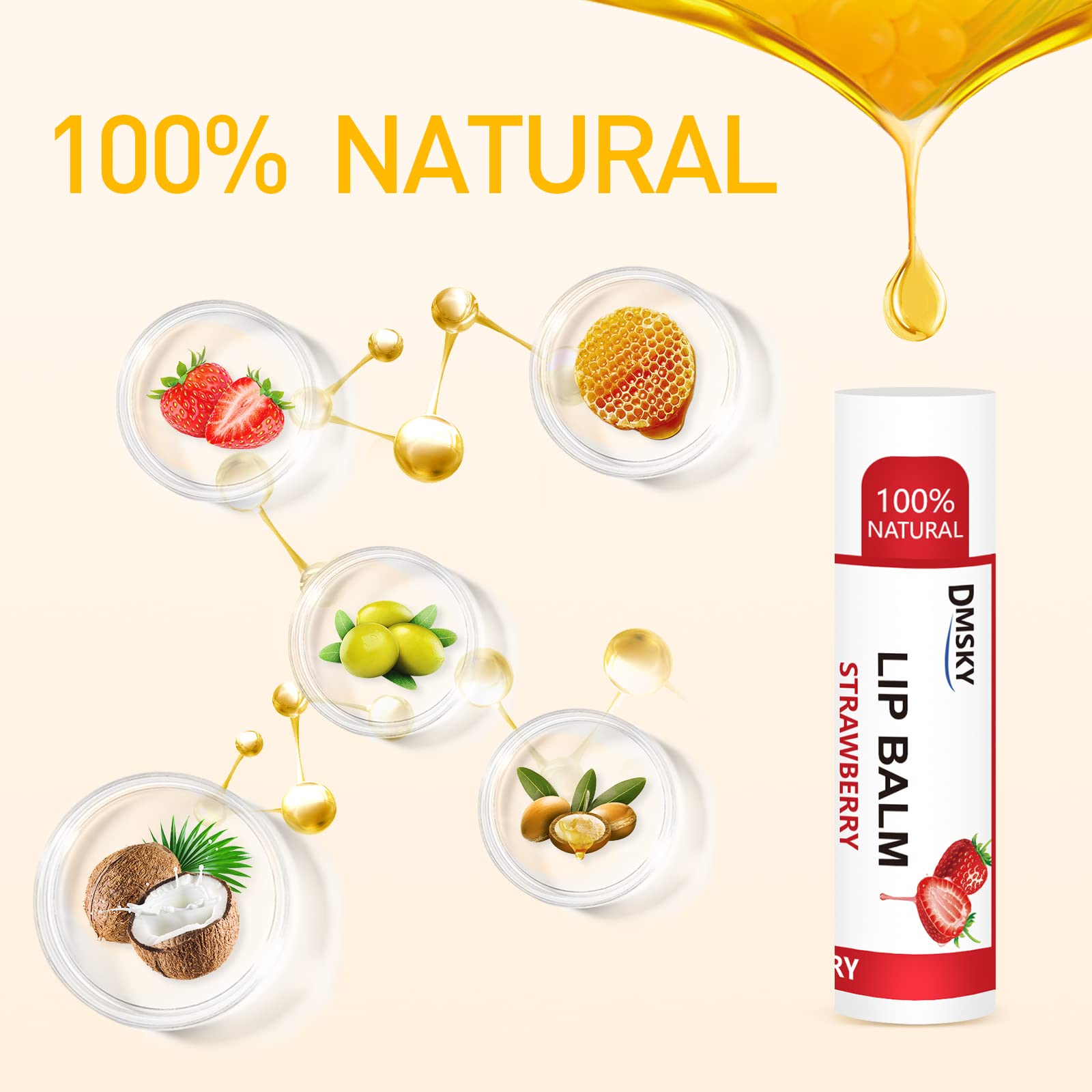 DMSKY 108-Pack Lip Balm – 12 Flavors with Vitamin E & Coconut Oil
