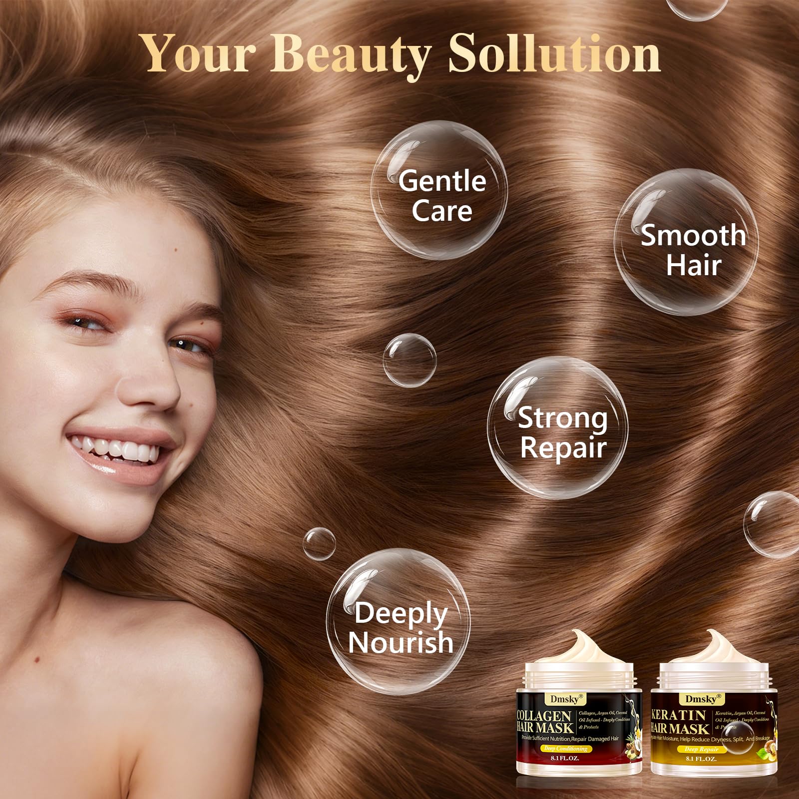 Dmsky 2 Pack Hair Mask for Damaged Hair – Collagen & Keratin Deep Conditioning