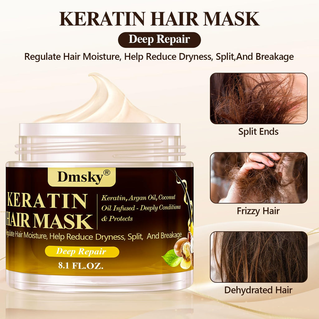 Dmsky 2 Pack Hair Mask for Damaged Hair – Collagen & Keratin Deep Conditioning