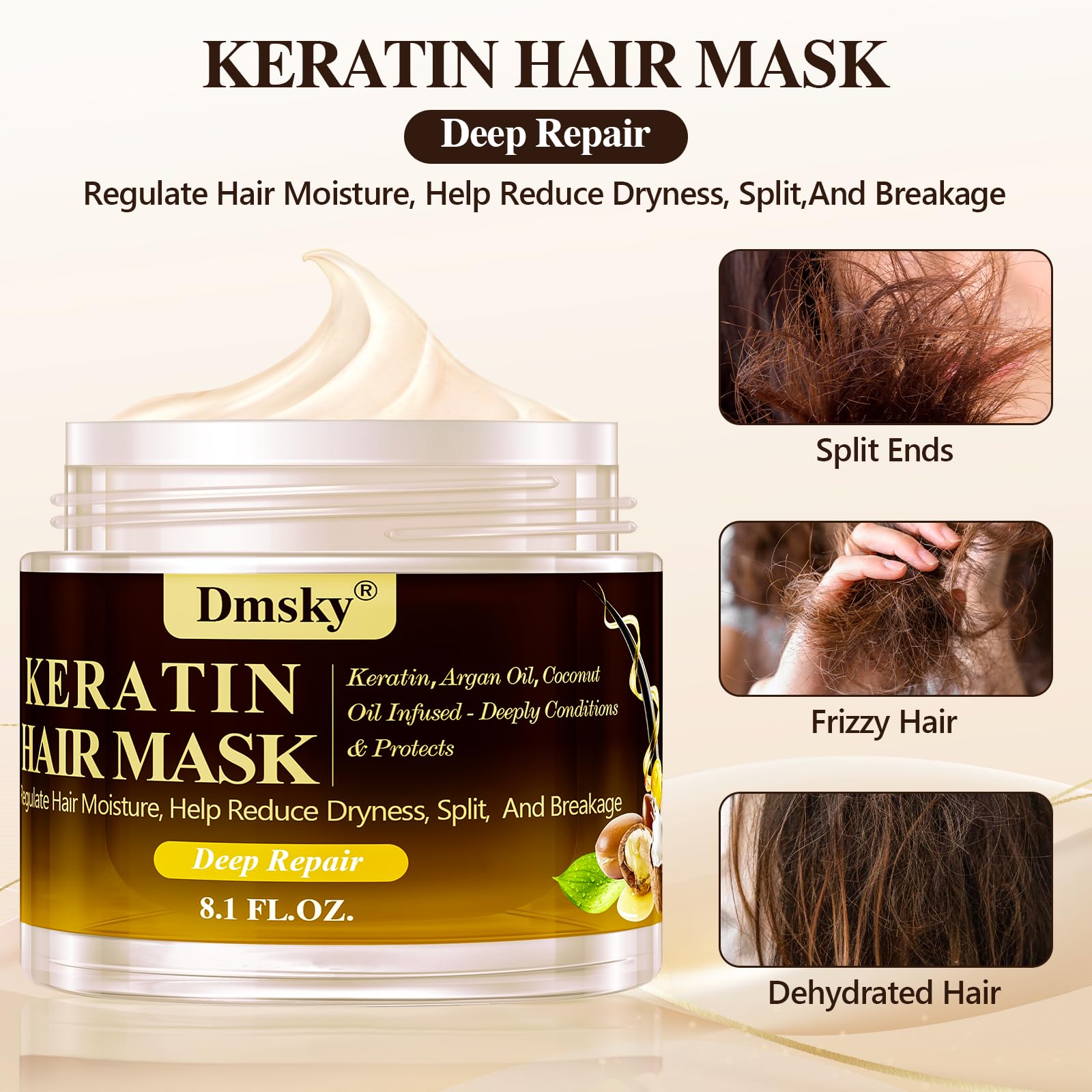 Dmsky 2 Pack Hair Mask for Damaged Hair – Collagen & Keratin Deep Conditioning