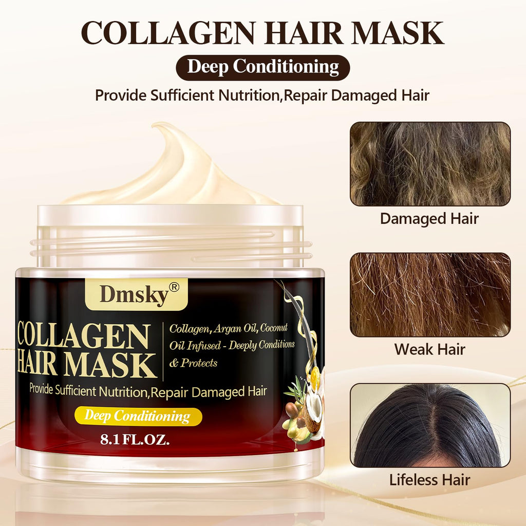 Dmsky 2 Pack Hair Mask for Damaged Hair – Collagen & Keratin Deep Conditioning