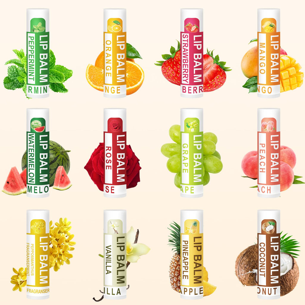 Dmsky 60 Pack Lip Balm – Natural Moisturizing Lip Balms with Vitamin E & Coconut Oil, 12 Flavors
