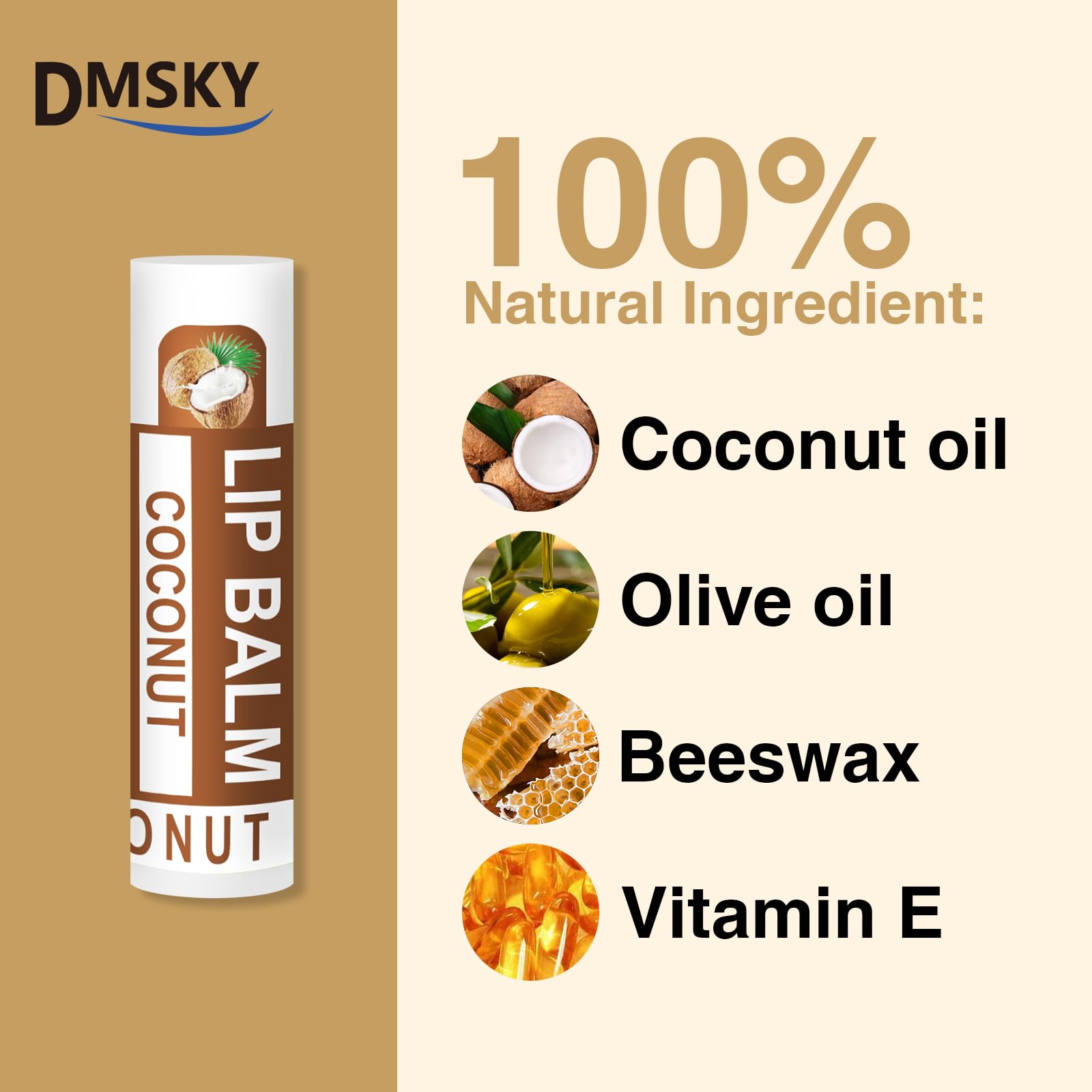 Dmsky 60 Pack Lip Balm – Natural Moisturizing Lip Balms with Vitamin E & Coconut Oil, 12 Flavors
