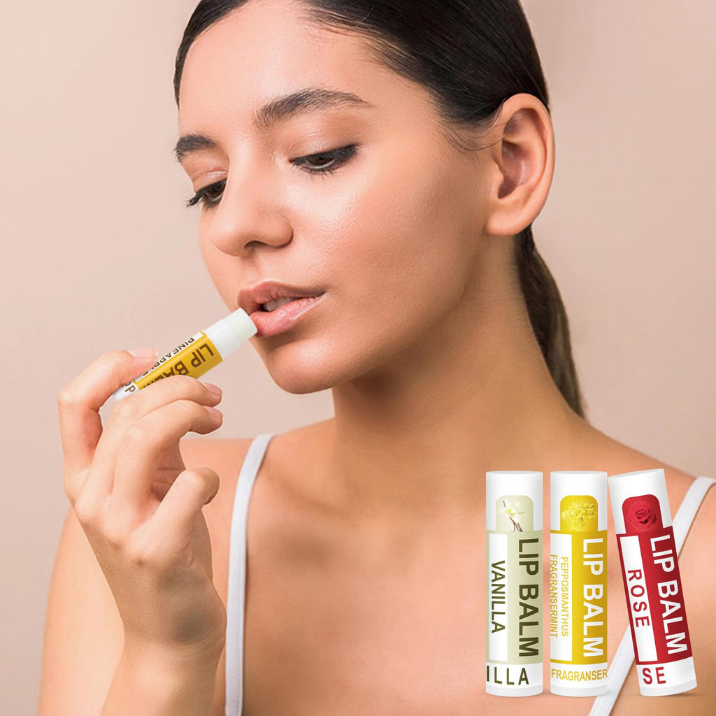 DMSKY Lip Balm Bulk Pack — 120-Count, 12 Flavors, Vitamin E & Coconut Oil